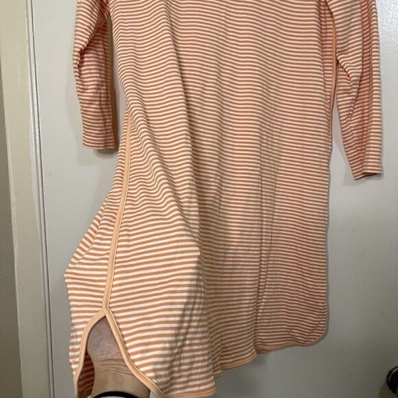 LAKE striped orange pima cotton shirt dress lounge wear size small - Picture 4 of 6